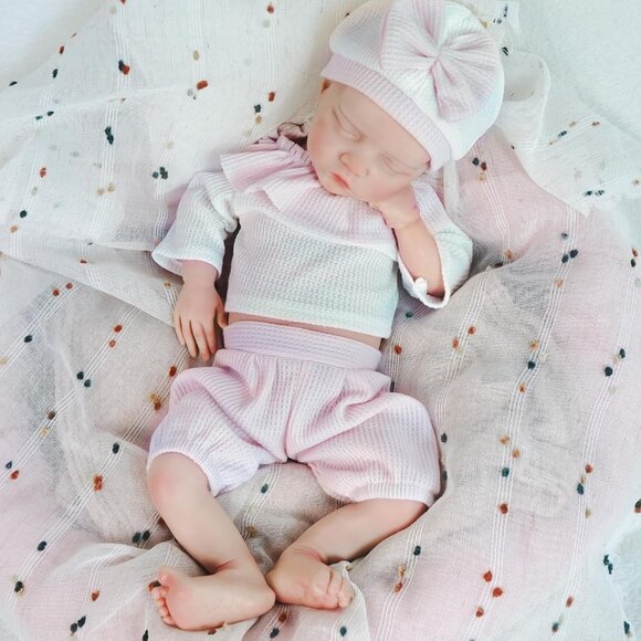 18.1in Full Silicone ivory Reborn Baby Dolls BOY Lifelike Sleeping Reborn Doll - Picture 1 of 8